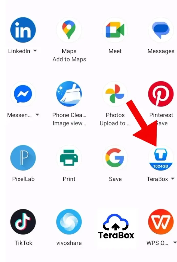 TeraBox app opened from mobile screen