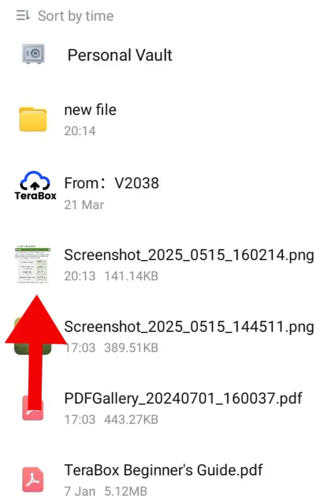 TeraBox home screen showing uploading file preview