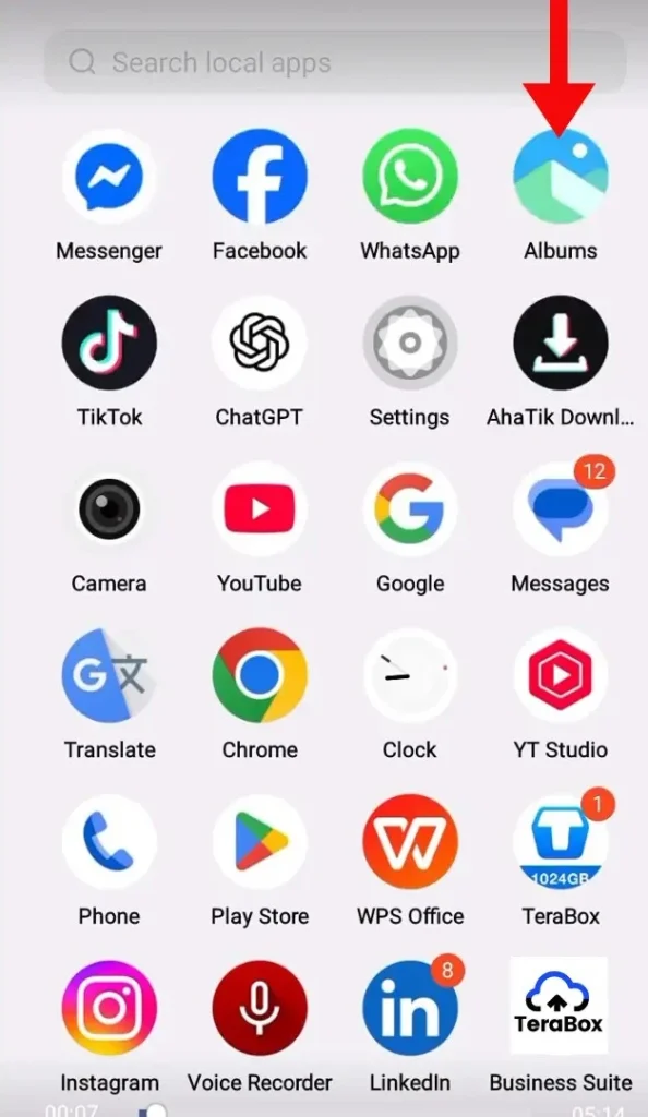 Mobile gallery open screen