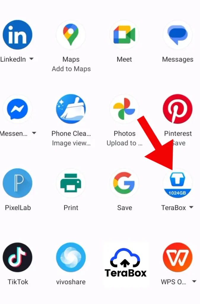 TeraBox app icon on screen, ready to open