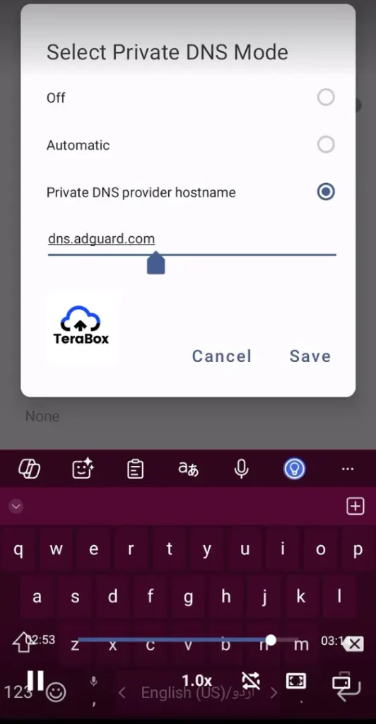 Enter dns.adguard.com and save settings