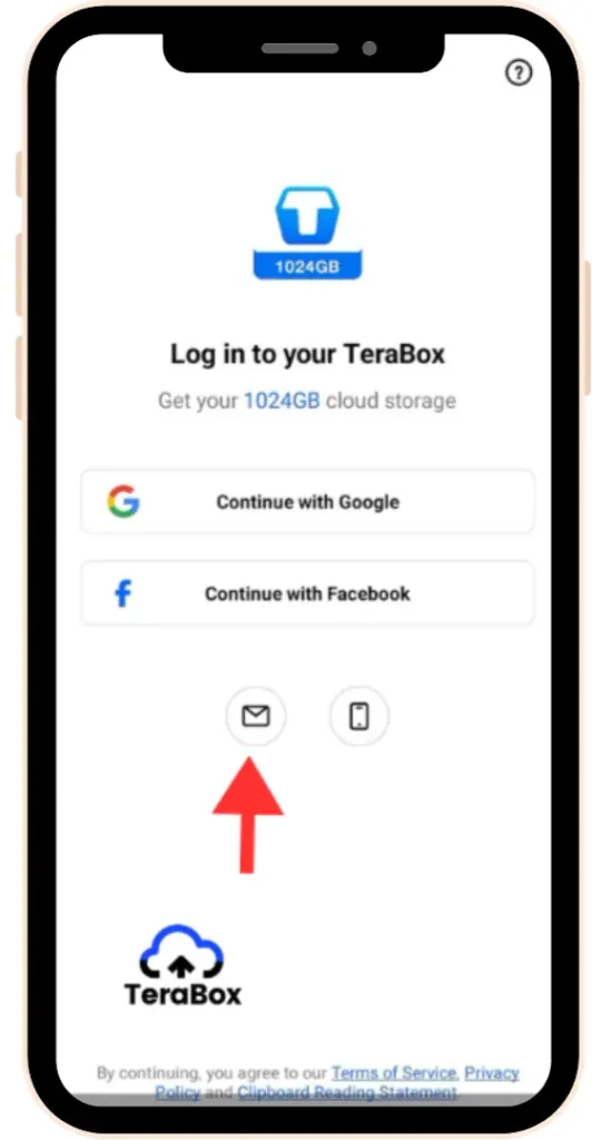 TeraBox MOD APK (v4.1.2 Premium Unlocked, No Ads 2025) 59 Login with email button in TeraBox