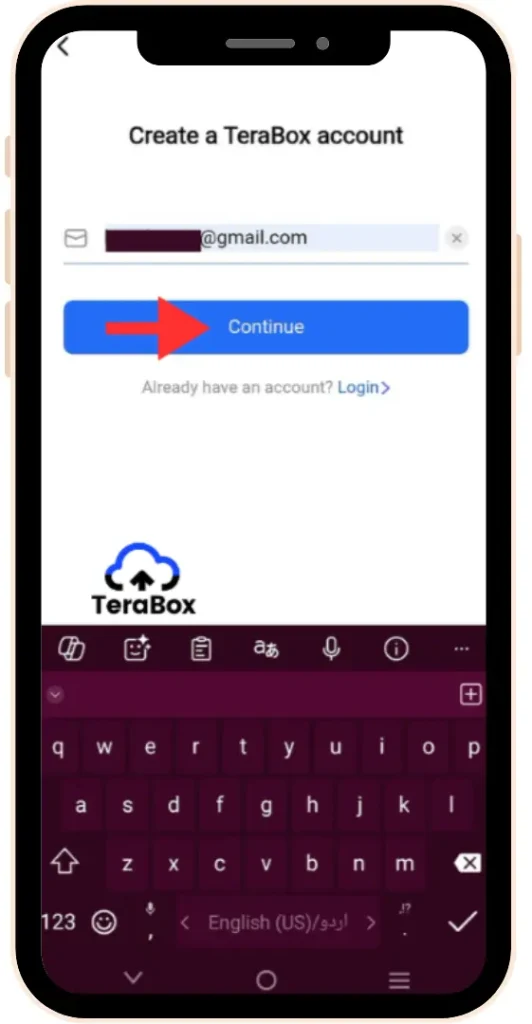 TeraBox MOD APK (v4.1.2 Premium Unlocked, No Ads 2025) 61 Enter email in box and press continue