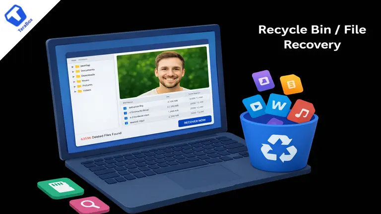 TeraBox recycle bin with 10–30 day file recovery