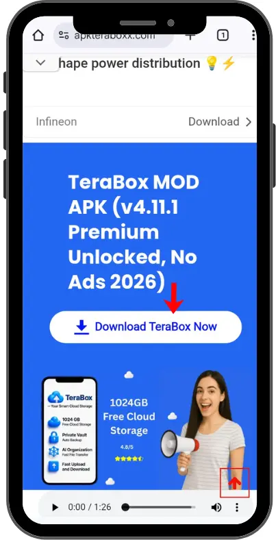 TeraBox MOD APK download button