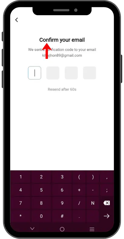 Enter TeraBox MOD APK Gmail verification code.