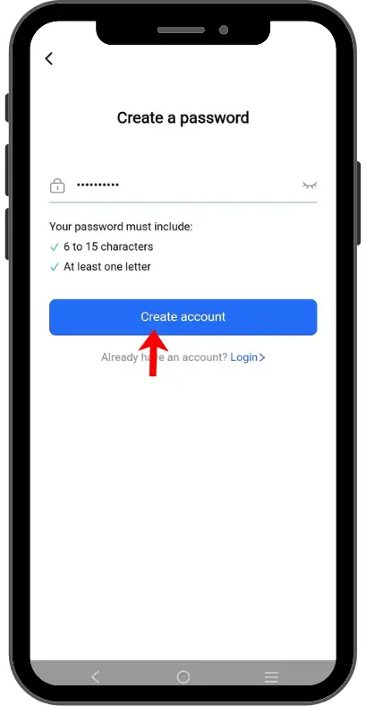  set your password and create account