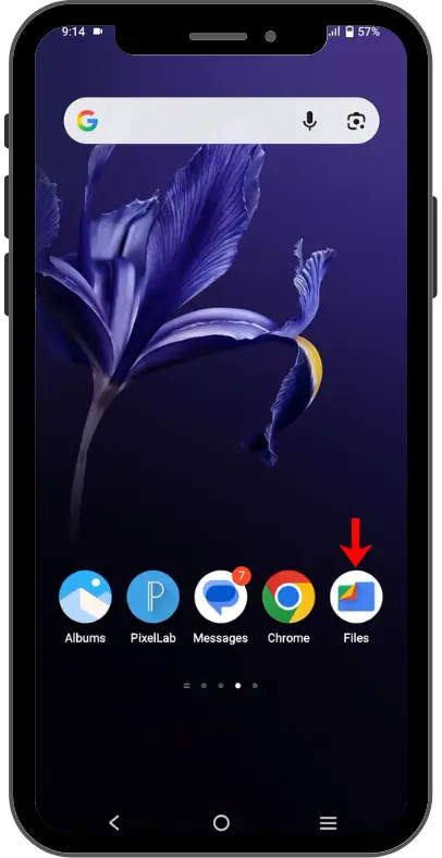 File downloaded to the mobile file manager.
