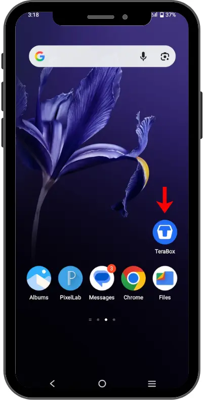 TeraBox app appears on the home screen.