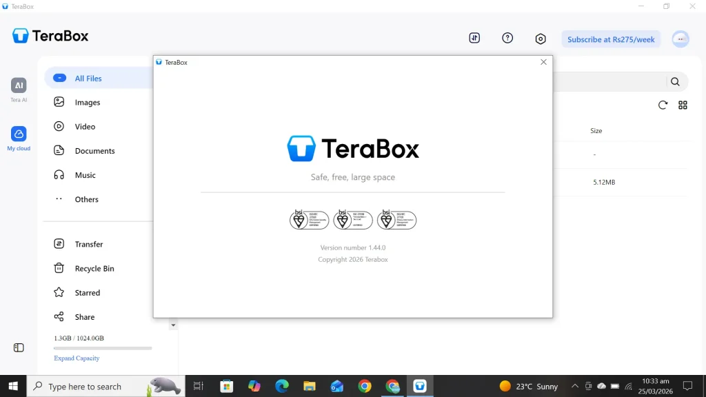 TeraBox for PC Latest Version v1.44.0 on Windows 11