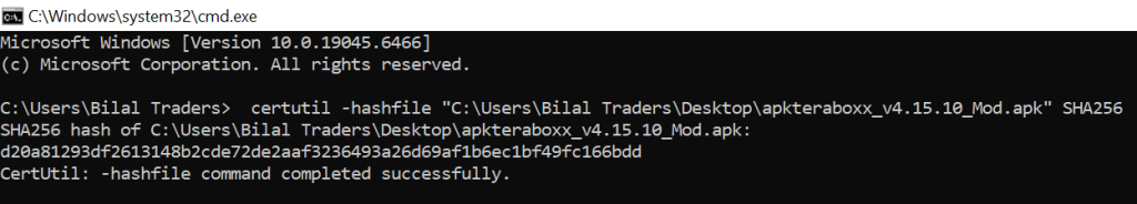 Windows CMD SHA256 Hash Verification