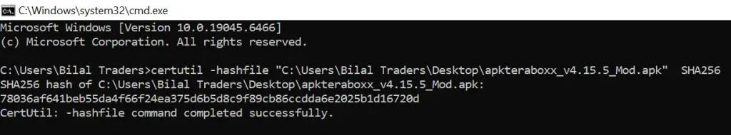TeraBox APK file Integrity Verification