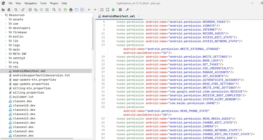 TeraBox APK Manifest File Technical Audit